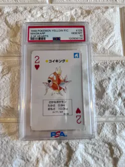 1998 POKEMON YELLOW VERSION PLAYING CARDS 129 MAGIKARP 2 OF HEARTS PSA10 - Image 3