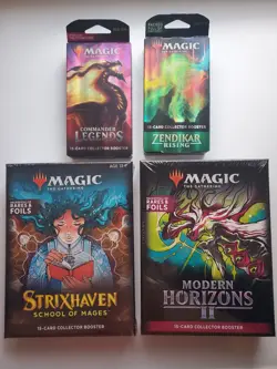 Commander Legends Strixhaven Zendikar Rising MH2 Collector Sealed Booster Packs - Image 1