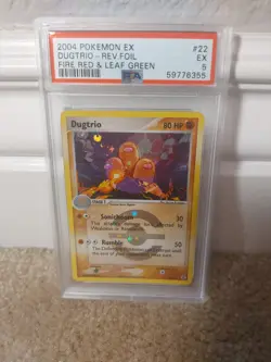 PSA 5 EX 2004 POKEMON EX FIRERED LEAFGREEN SET DUGTRIO REVERSE HOLO CARD 22/112 - Image 1