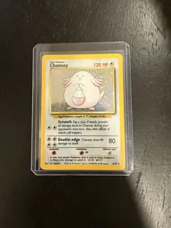 Pokemon TCG Chansey Base Set Holo Unlimited Rare Card 3/102 LP/NM Condition - Image 1