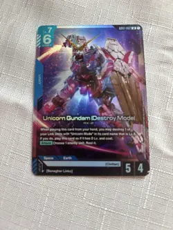 Gundam Card Game GD01-002 Unicorn Gundam Destroy ModeLR Foil Card Newtype Rising - Image 1