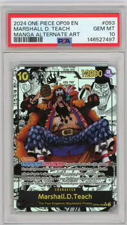 Marshall D Teach Blackbeard OP09-093 Manga Alt Art PSA 10 One Piece 2024 EN - Image 1