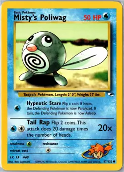 Pokemon Card - Misty's Poliwag 87/132 Gym Heroes Common Lightly Played - Image 1