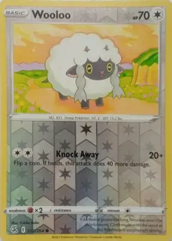 222/264 WOOLOO REVERSE HOLO FUSION STRIKE POKEMON CARD - Image 1