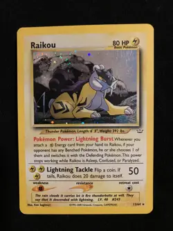 Pokemon TCG | Raikou | 13/64 | Neo Revelation | Unlimited Ed. | Holo Rare - Image 1