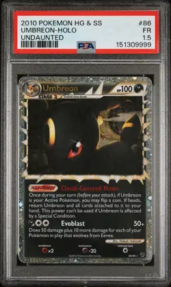 2010 POKEMON HEARTGOLD & SOULSILVER UNDAUNTED #86 UMBREON-HOLO PSA 1.5 - Image 1