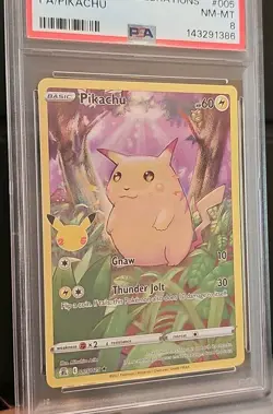 Pokemon Celebrations 25th Anniversary Card 2021 FA / Pikachu #005 PSA 8 NM-MT - Image 2
