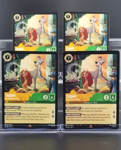 Disney Lorcana Tramp - Street-Smart Dog 10/204 Archazia's Island Rare 4 Cards - Image 1