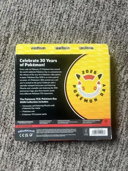 Pokemon Day 2026 Collection Sealed Box Pikachu Promo Coin Stamp 3 Booster Packs - Image 2