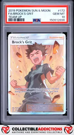 2019 Pokemon Sun & Moon Team Up #172 Brock'S Grit Team Up PSA 10 - Image 1
