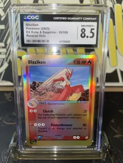 2003 Pokemon EX Ruby & Sapphire Blaziken Reverse Holo R - CGC 8.5 - Image 1