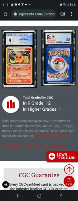 (POP 12) CGC 9 2006 Pokemon POP Series 3 Flareon 2/17 Cosmos Holo MINT RARE - Image 5