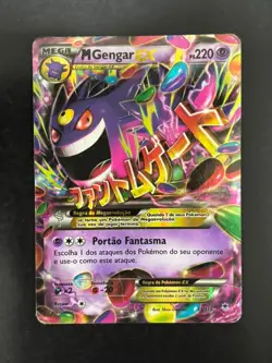 Pokemon TCG M Gengar EX 35/119 XY Ultra Rare Holo Mega 220 Damaged - Portuguese - Image 1