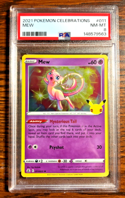 Mew Holo Rare #011|PSA NM-MT 8|2021 SWSH Celebrations|Pokemon TCG|Stamped|25th - Image 1