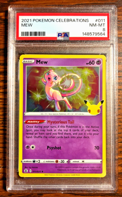 Mew Holo Rare #011|PSA NM-MT 8|2021 SWSH Celebrations|Pokemon TCG|Stamped|25th - Image 4