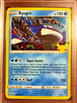 Kyogre Holo Rare #003|PSA MINT 9|2021 SWSH Celebrations|Pokemon TCG|Stamped|25th - Image 2