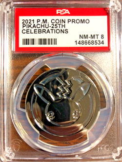 Pikachu 25th Anniversary Promo Coin|PSA NM-MT 8|2021 Celebrations UPC|Pokemon - Image 2