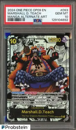 2024 One Piece OP09 EN Marshall D Teach Manga Alternate Art #093 PSA 10 - Image 1