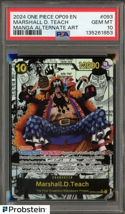 2024 One Piece OP09 Marshall D Teach Manga Alternate Art #093 PSA 10 - Image 1