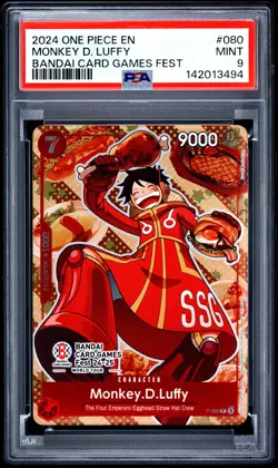 Monkey D. Luffy PSA9 2024 One Piece Promos Bandai Card Games Fest #080 - Image 1