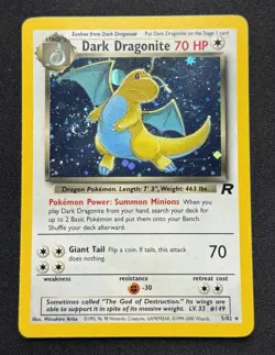 Pokemon Dark Dragonite Holo Team Rocket TCG Card 5/82 NM ~ ✴˚｡SWIRL˚｡✴ - Image 1