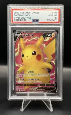2020 Pokemon Vivid Voltage Full Art Pikachu V #170 PSA 10 - Image 1
