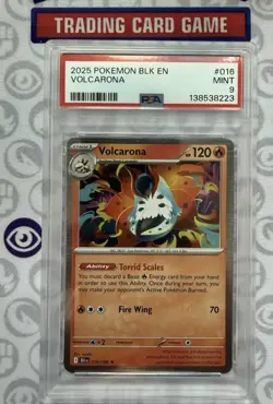 Pokemon Volcarona Holo Rare SV: Black Bolt 016/086 NM PSA 9 - Image 1