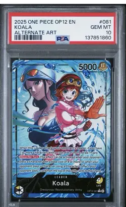 2025 ONE PIECE OP12-LEGACY OF THE MASTER | ALTERNATE ART #081 KOALA PSA 10 - Image 1