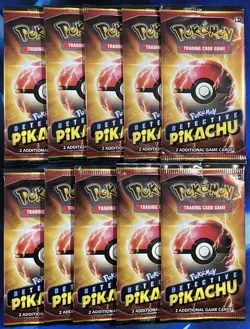 Pokemon Detective Pikachu 2 Card Booster Pack Sealed Lot X10 Sun & Moon Promo - Image 1