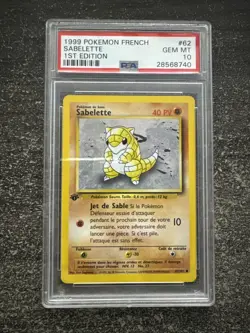 SABELETTE COMMUNE - POKEMON 62/102 SET DE BASE EDITION 1 PSA 10 - Image 1