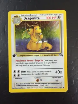 1999 Pokemon Fossil 1st Edition Dragonite #4/62 TCG - Image 1