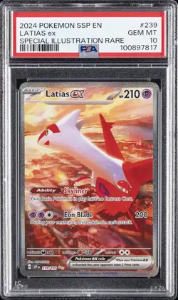 2024 POKEMON SSP EN-SURGING SPARKS SPECIAL ILLUSTRATION RARE LATIAS EX PSA 10 - Image 1