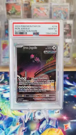 PSA 10 GEM MINT Iron Jugulis 216 Illustration Rare Pokemon TCG Paradox Rift - Image 1