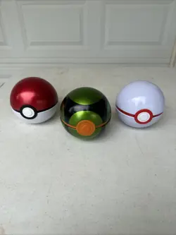 Lot of 3 Pokemon tins Pokeball (empty), Dusk Ball, premier ball - Image 1