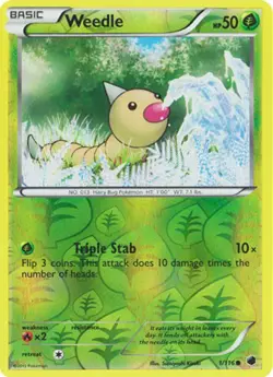 Weedle - 1/116 - Common - Reverse Holo NM, English Pokemon Plasma Freeze - Image 1