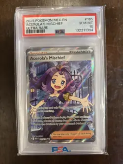 Acerola’s Mischief 165/132 Pokemon Mega Evolution Ultra Rare PSA 10 Gem Mint - Image 1