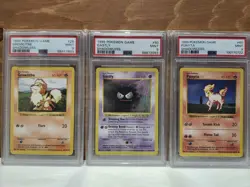 (LOT OF 3 PSA 9) 1999 POKEMON SHADOWLESS GASTLY 50/102 GROWLITH 28/102 &PONYTA - Image 1