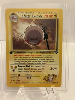 Pokemon Lt. Surge's Electrode No. 52 1st Edition Gym Challenge LP+ to NM - Image 1