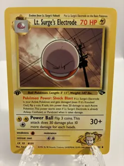 Pokemon Lt. Surge's Electrode No. 52 1st Edition Gym Challenge LP+ to NM - Image 2