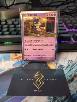Indeedee 154 - S&V: Surging Sparks Pre-Release Staff Promo - Pokemon TCG (NM) - Image 1
