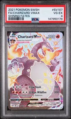 2021 POKEMON SWORD & SHIELD SHINING FATES #SV107 FULL ART/CHARIZARD VMAX PSA 4 - Image 1