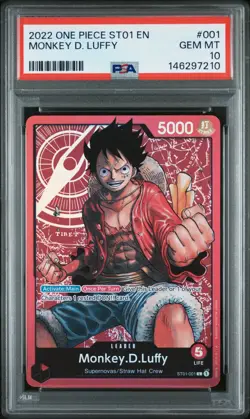 2022 One Piece Monkey D. Luffy ST01-001 PRE ERRATA PSA 10 Gem Mint LOW POP 337 - Image 1