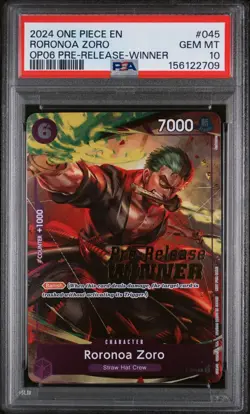 2024 PSA 10 ONE PIECE PROMOS | PRE-RELEASE-WINNER RORONOA ZORO 045 WINGS OF THE - Image 1