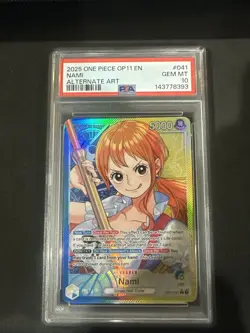 2025 One Piece OP11 EN Nami Alternate Art PSA 10 - Image 1