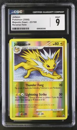 CGC 9 MINT Jolteon 2008 Majestic Dawn 23/100 Reverse Holo Pokemon Card - Image 1