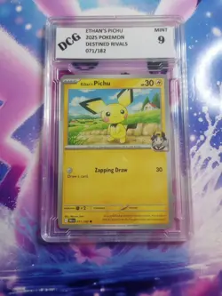 Ethan's Pichu Pokemon Mint 9 Graded Pikachu Card Nice Card - Image 1