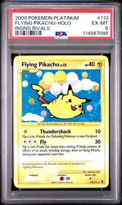 2009 POKEMON PLATINUM RISING RIVALS #113/111 FLYING PIKACHU HOLO PSA 6 - Image 1