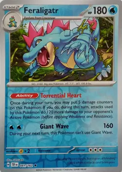 041/162 FERALIGATR REVERSE HOLO TEMPORAL FORCES POKEMON CARD - Image 1