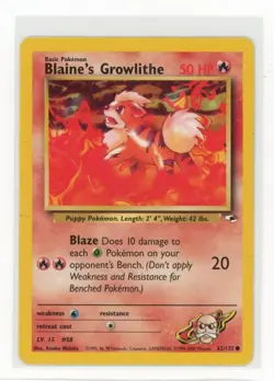 Pokemon Gym Heroes #062/132 Blaine's Growlithe (62) - Image 1