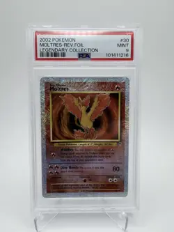 2002 POKEMON LEGENDARY COLLECTION #30 MOLTRES-REVERSE FOIL PSA 9 - Image 1